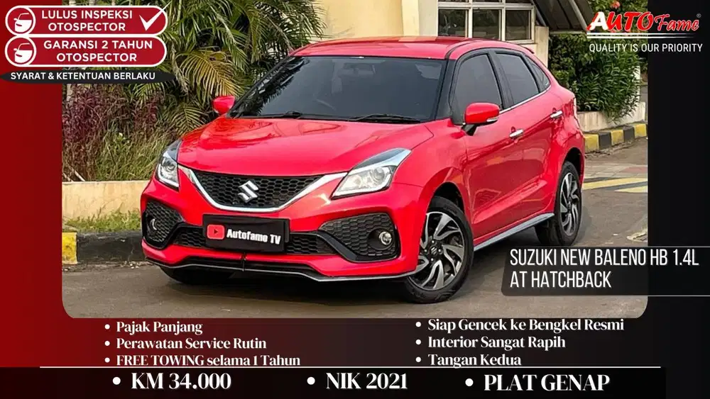 Suzuki New Baleno HB 1.4L AT Hatchback NIK 2021 Red On Black