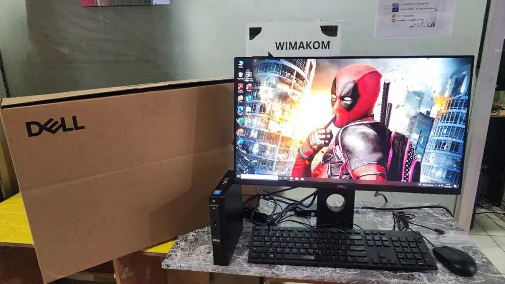 slim pc dell core i7 i5 i3 g4 monitor 24inc keymouse wifi 65watt hemat