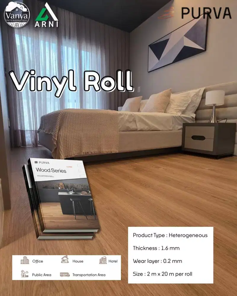 Vinyl Roll Purva Wood Series – Lantai Vinyl Motif Kayu Elegan & Tahan