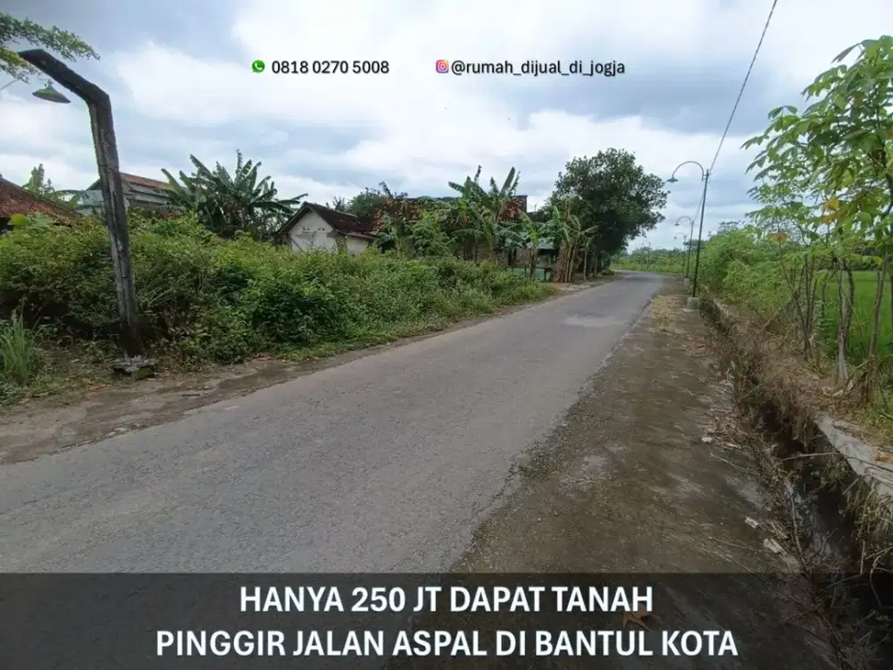 Tanah Pinggir Jalan Aspal dekat RSUD Bantul Kota di Trirenggo Siap Bangun