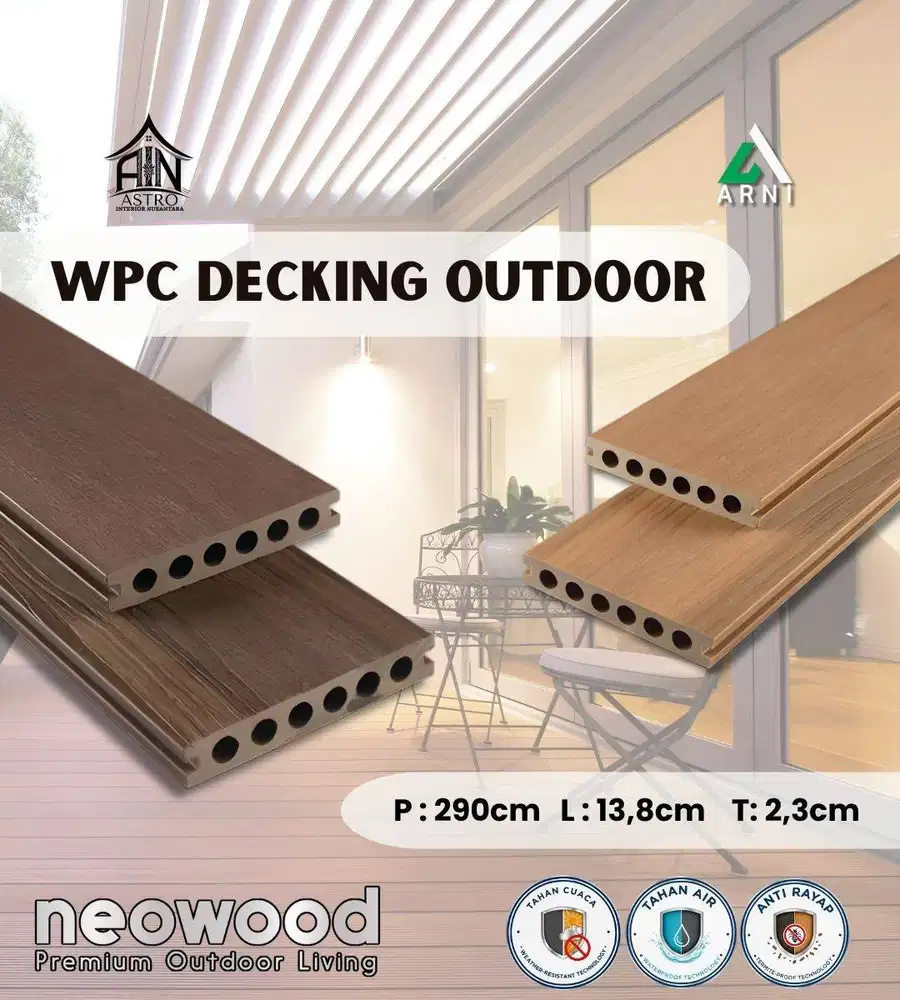[NEOWOOD] SALE!! WPC Decking Motif Kayu dan Garis 290cm x 14cm Anti Ra