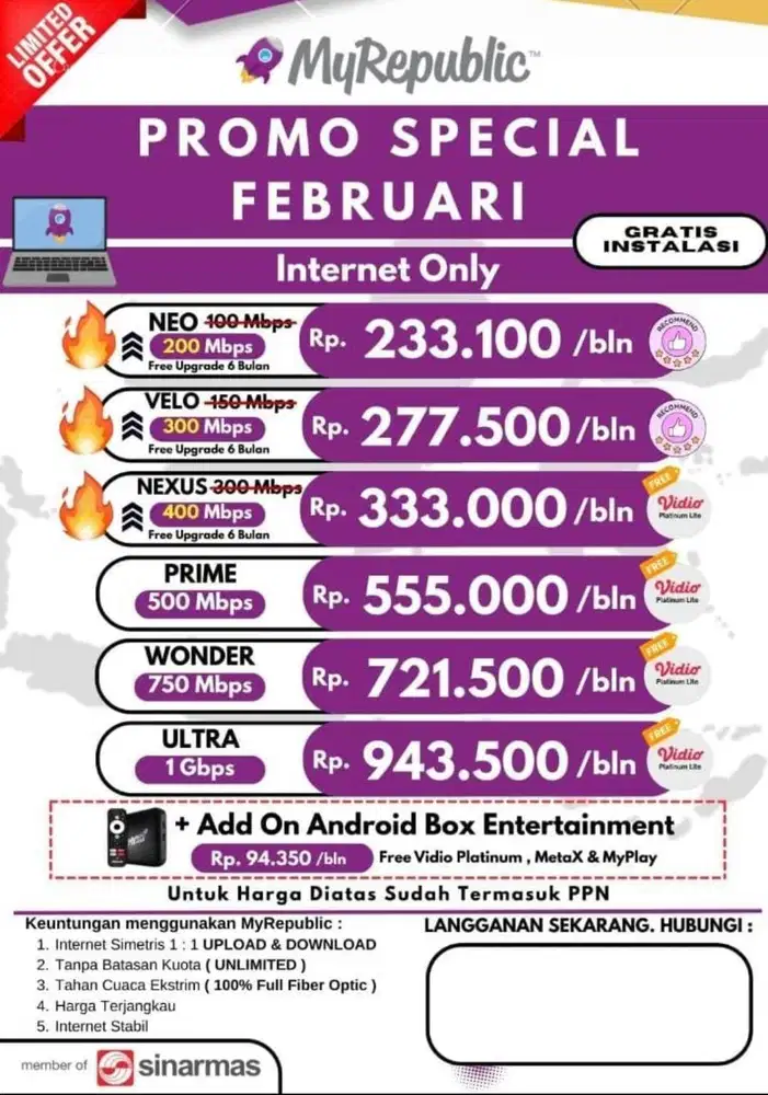 WIFI MURAH BIAYA PASANG GRATIS