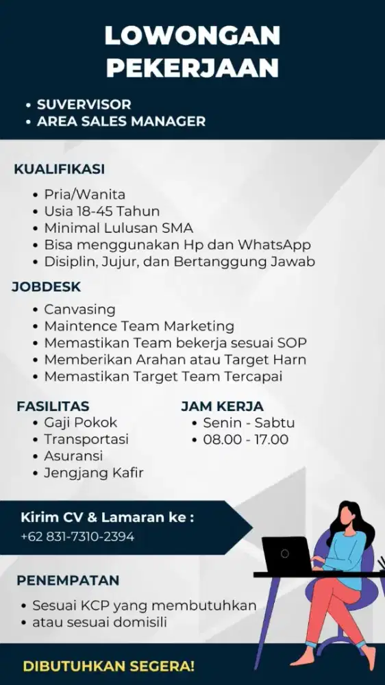 Dicari karyawan pengalaman/non pengalaman