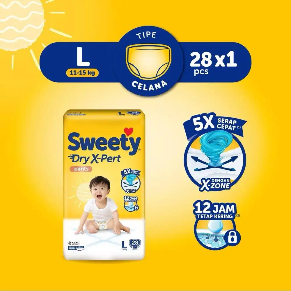 popok sweety dry ex-pert ukuran L celana isi 28