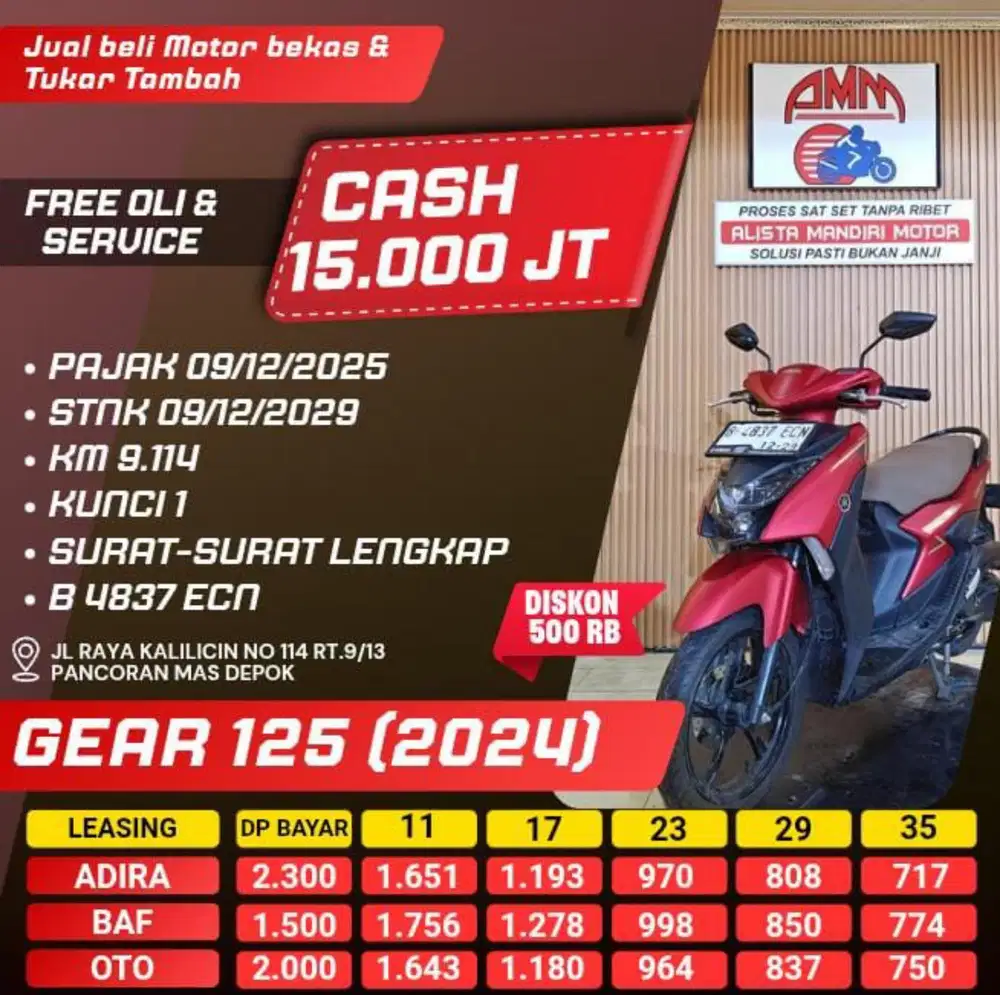 GEAR 125 S 2024. ISTIMEWA. NEGO SAMPAI JADI BISA DI KRIDIT LEASING.