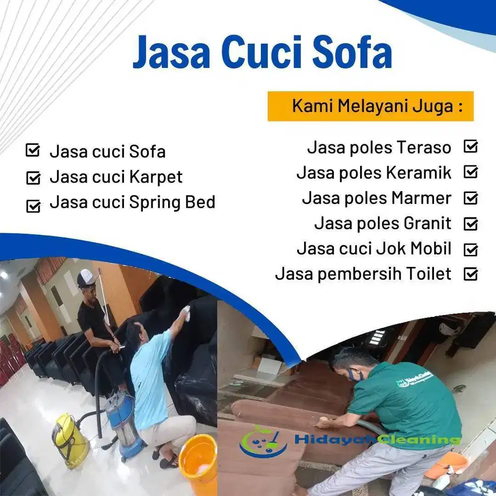 Jasa Cuci Sofa, Springbed, Karpet, Lampu Kristal, Poles Marmer DLL