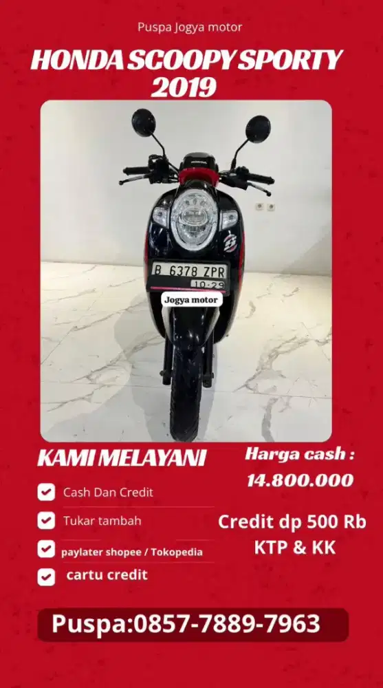 (P) honda scoopy sporty 2019 cash & credit