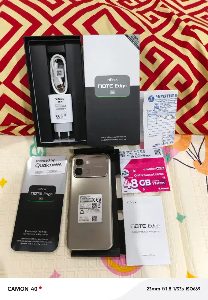Infinix Note Edge 5G (8/256GB) Mulus Fullset