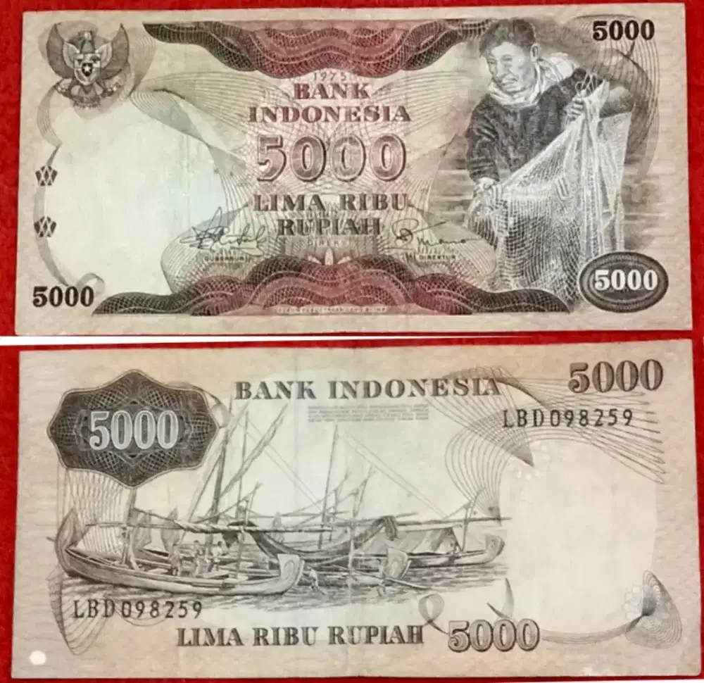 Uang kertas 5 ribu 1975 penjala ikan