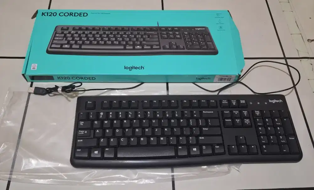Logitech Keyboard K120 K 120 USB Wired Keyboard Kabel - Bekas