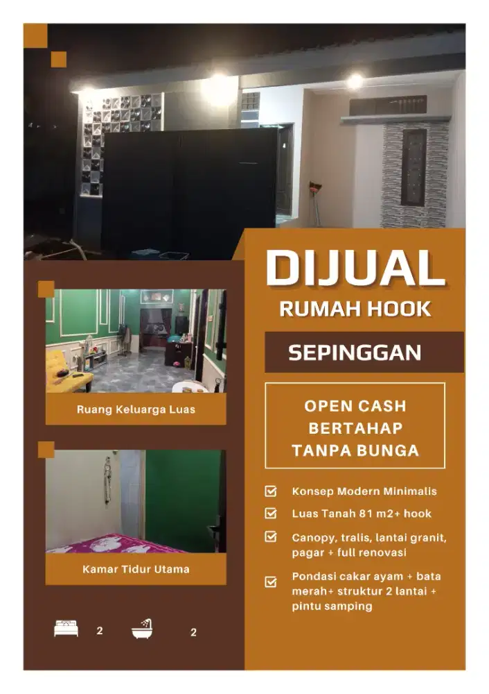 Dijual rumah cash bertahap tanpa bank tanpa bunga