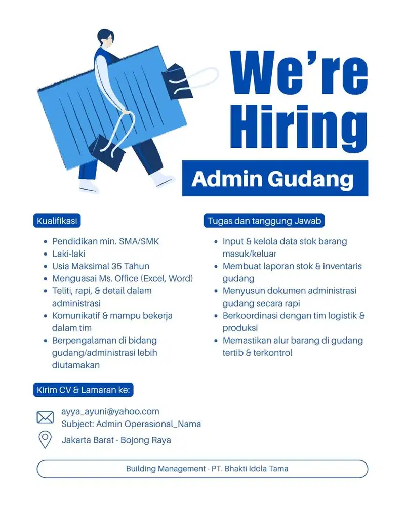 Lowongan Admin Gudang (Logistik)