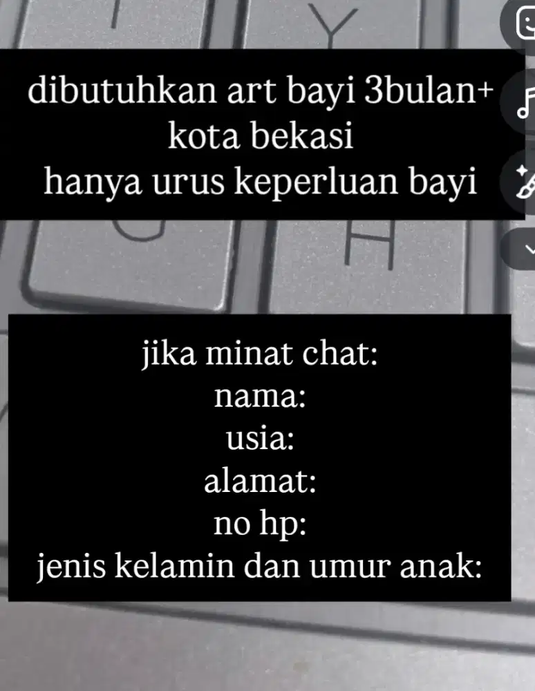 Dibutuhkan ART Bayi 3.5 bulan