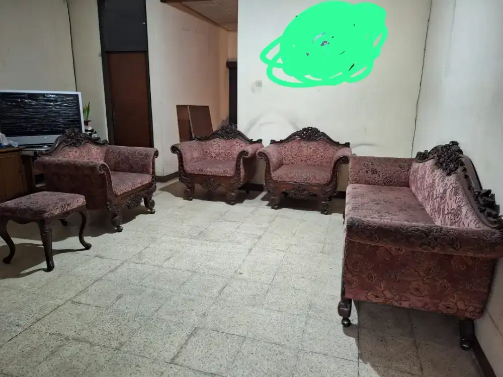 DI JUAL 1 SET KURSI JATI ANTIK