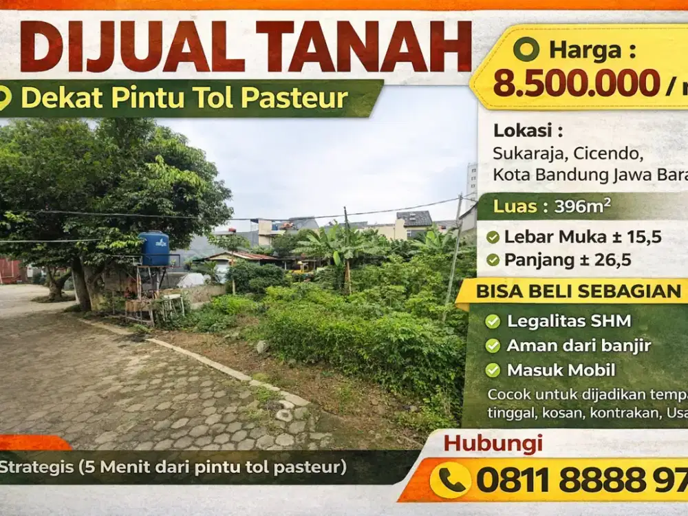 Tanah 396 m² Area Prime Cicendo – Akses Strategis Dekat Tol Pasteur