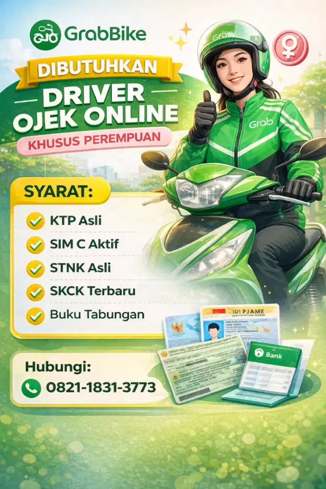Lowongan Driver Grab Bike Perempuan