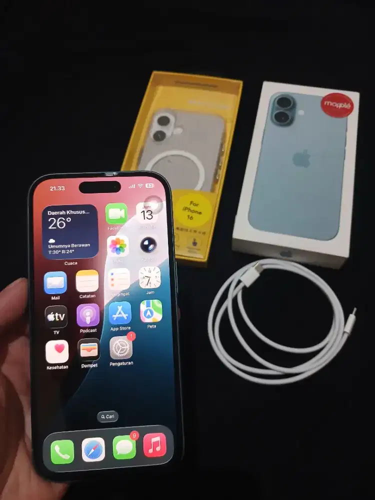 Iphone 16 basic 128GB teal IBOX,lengkap,mulus kali