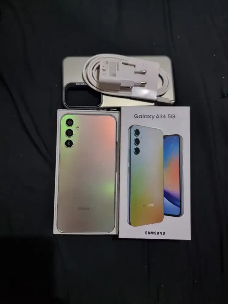 Jual hp bekas samsung A34 5g 8/256 istimewa resmi free ADAPTOR n case