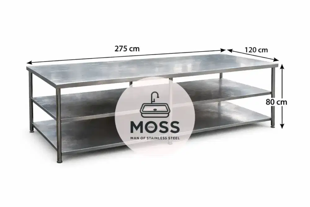 Meja Stainless Besar 3 Susun | Meja Dapur Prepare Besar