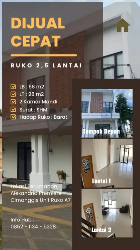 Jual Cepat ! Ruko 2 Lantai di Tapos Depok, Harga di Bawah Pasaran