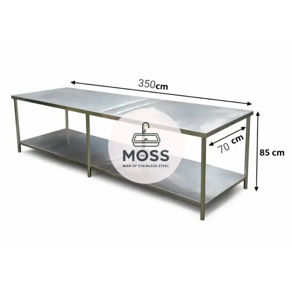 Meja Stainless 2 Susun Panjang | Meja Dapur Prepare Panjang