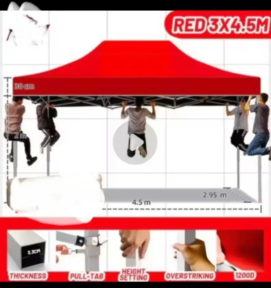 Tenda bazar size 3x4,5 meter