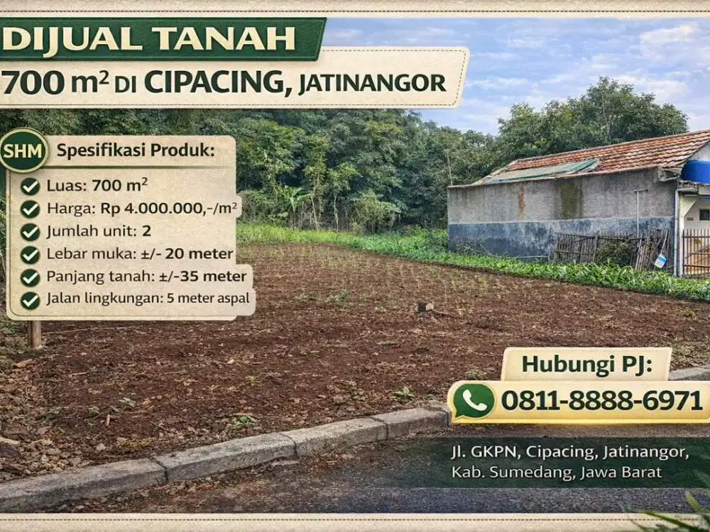 Aset Properti 700 m² di Kawasan Tumbuh Cepat Jatinangor