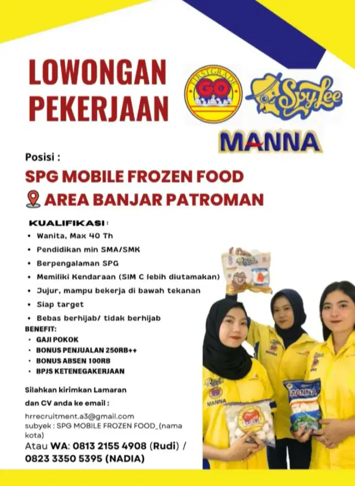Di cari segera SPG wanita untuk toko Frozen food