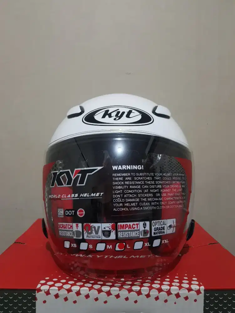 Helm KYT DJ Maru Solid White Pearl Gold Size L