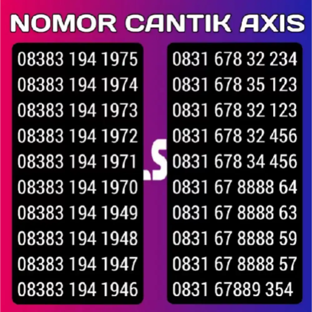 Cek NOMOR CANTIK AXIS 4G/5G dengan harga Rp75.000. Dapatkan di Shopee