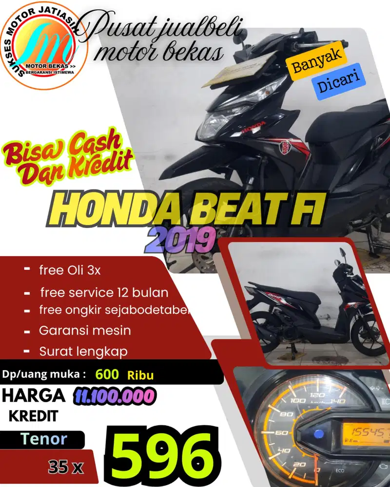 PROMO SPESIAL HONDA BEAT FI 2019 PROSES MUDAH syarat KTP dan kk