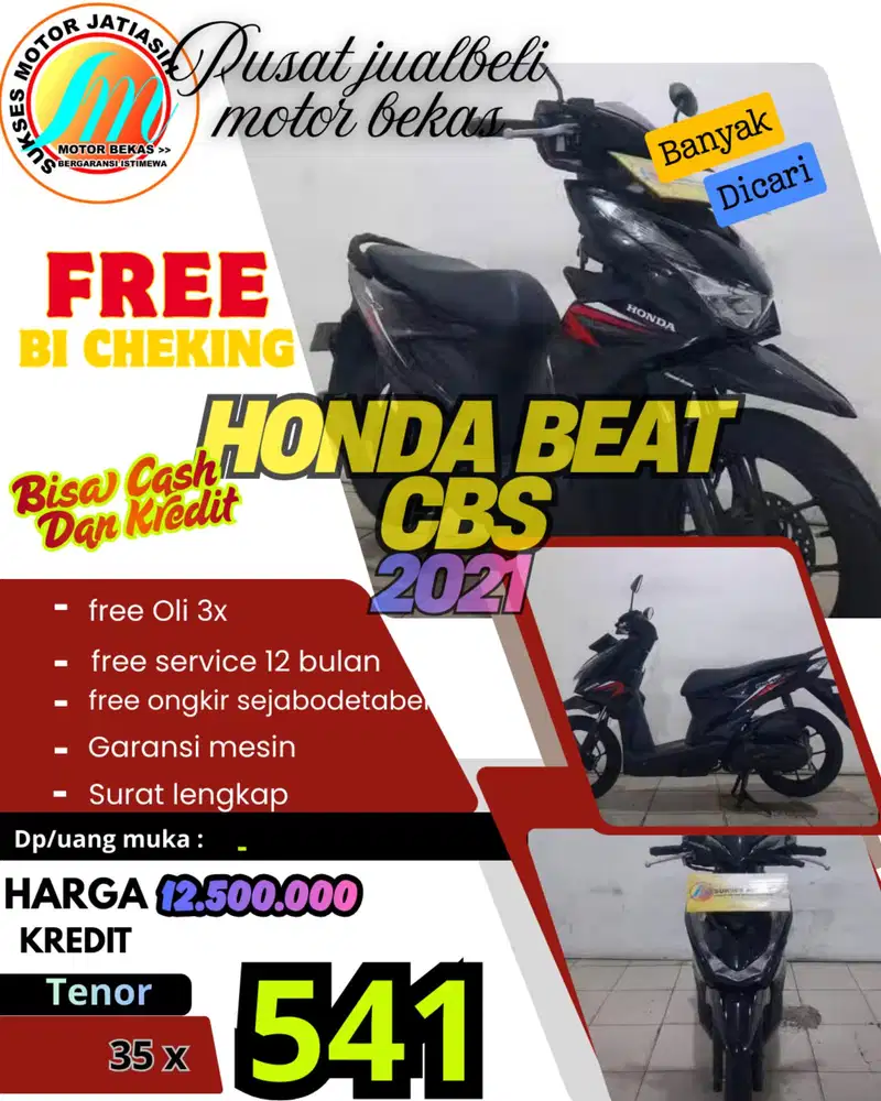 PROMO BI CHEKING PASTI BISA ACC HONDA BEAT CbS 2021 SYARAT KTP Dan Kk