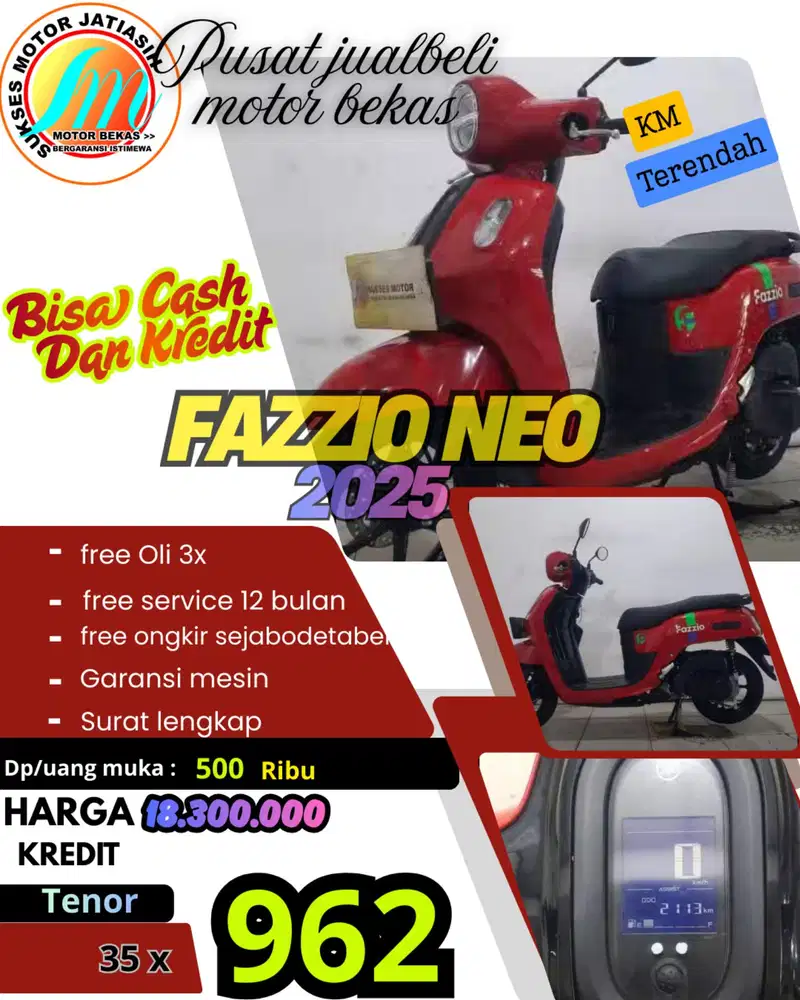 PROMO SPESIAL YAMAHA FAZZIO NEO 2025 KM RENDAH 2RIBUAN SYARAT KTP&KK.