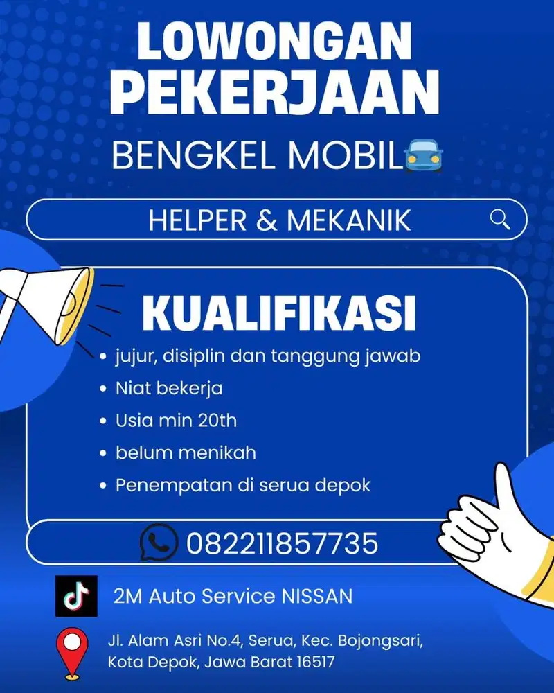 Lowongan helper mekanik mobil