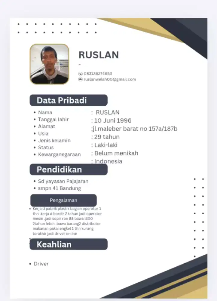 Mencari kerja driver sim A