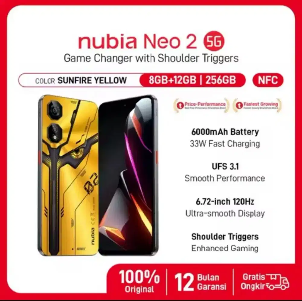 ZTE Nubia Neo 2 5G RAM 8+12GB Internal 256GB UFS 3.1 Gaming Baru Segel