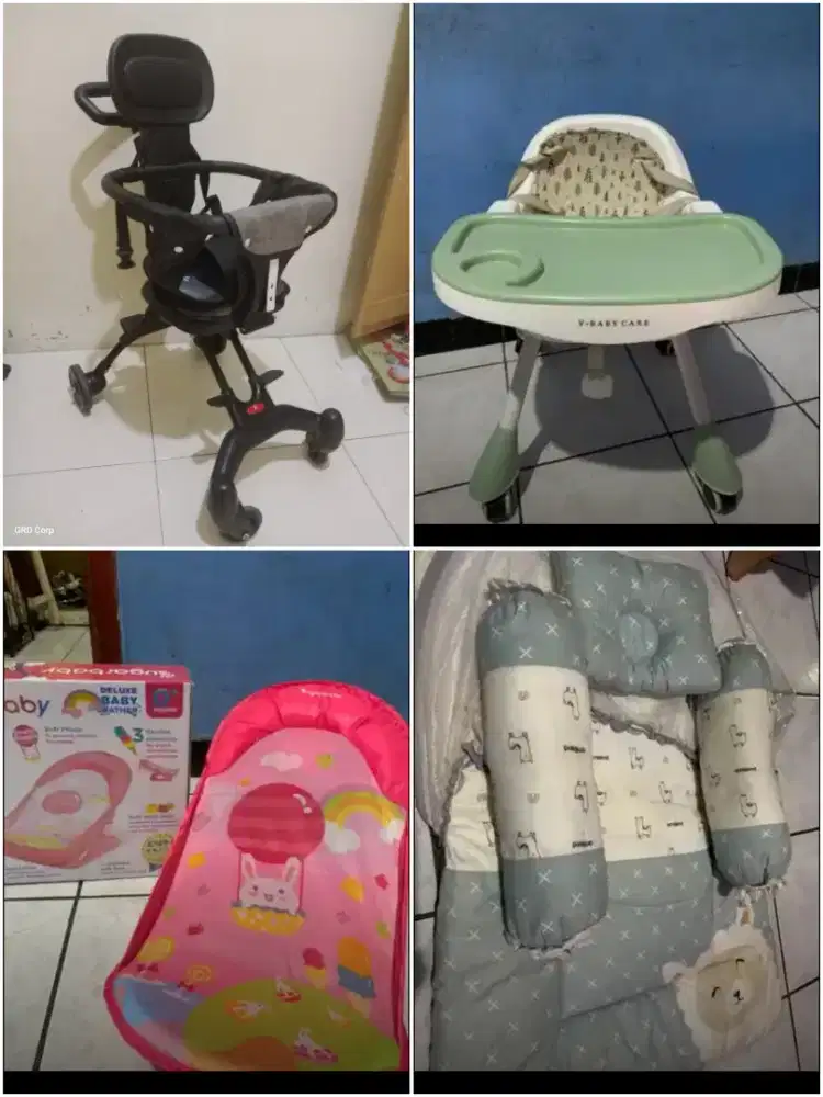 Paket Perlengkapan Bayi Branded(Stroller, Kursi Makan, Bather, Kasur)