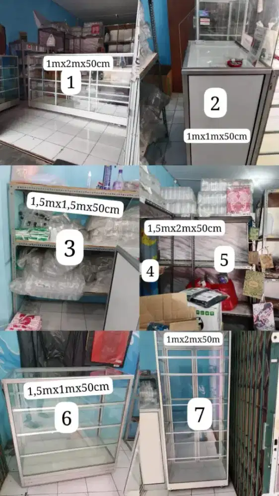 Borongan etalase dan rak beai siku