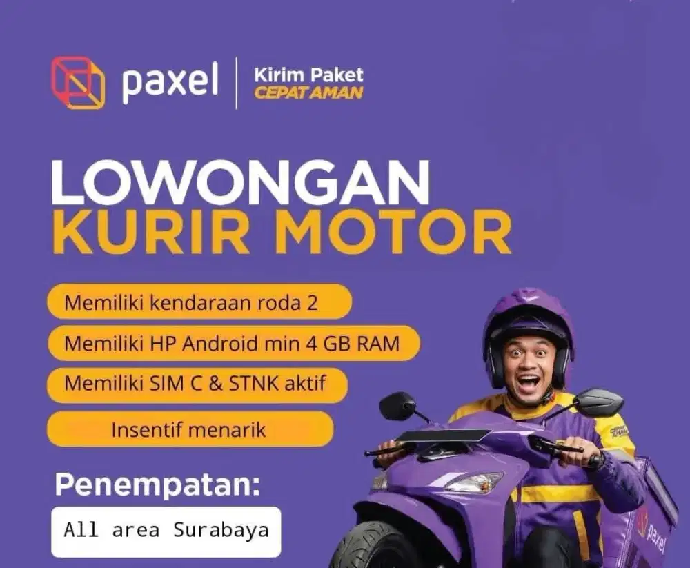 Lowongan kerja kurir paxel surabaya