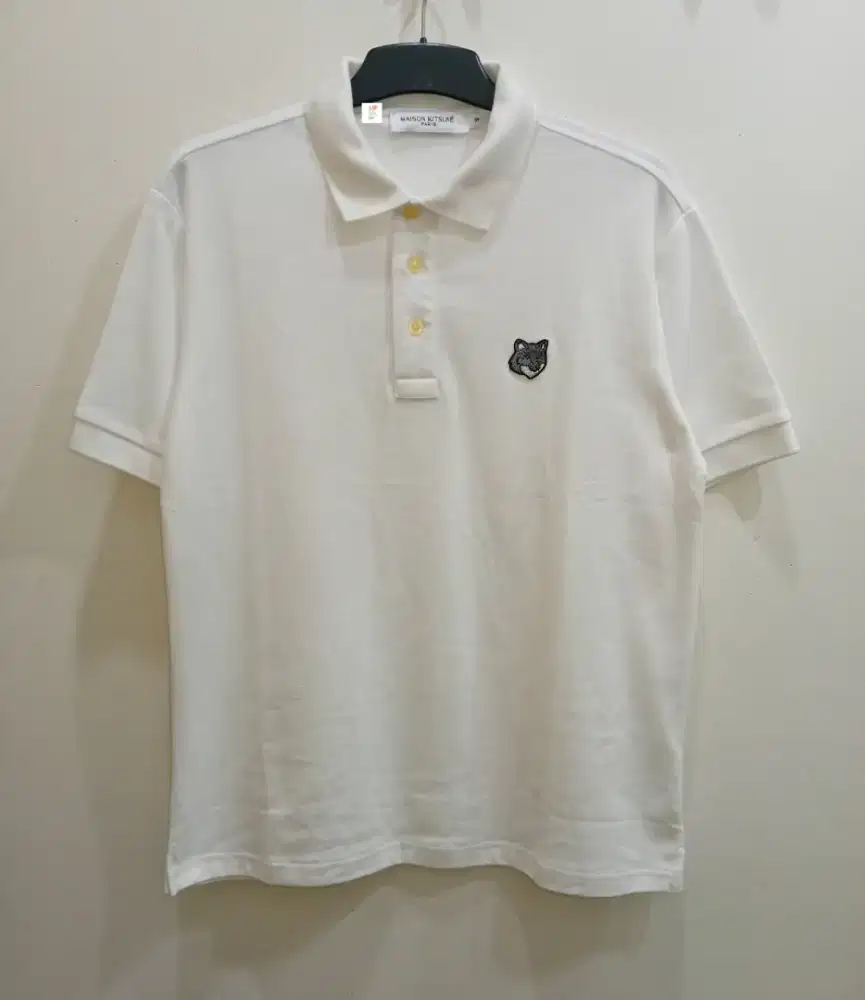 MAISON KITSUNE FOX HEAD POLO SHIRT WHITE