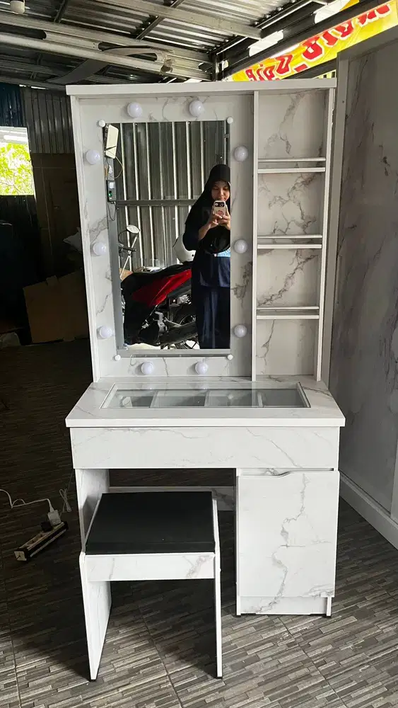 READY MEJA RIAS LAMPU LED MOTIF MARBEL GRATIS ANTAR