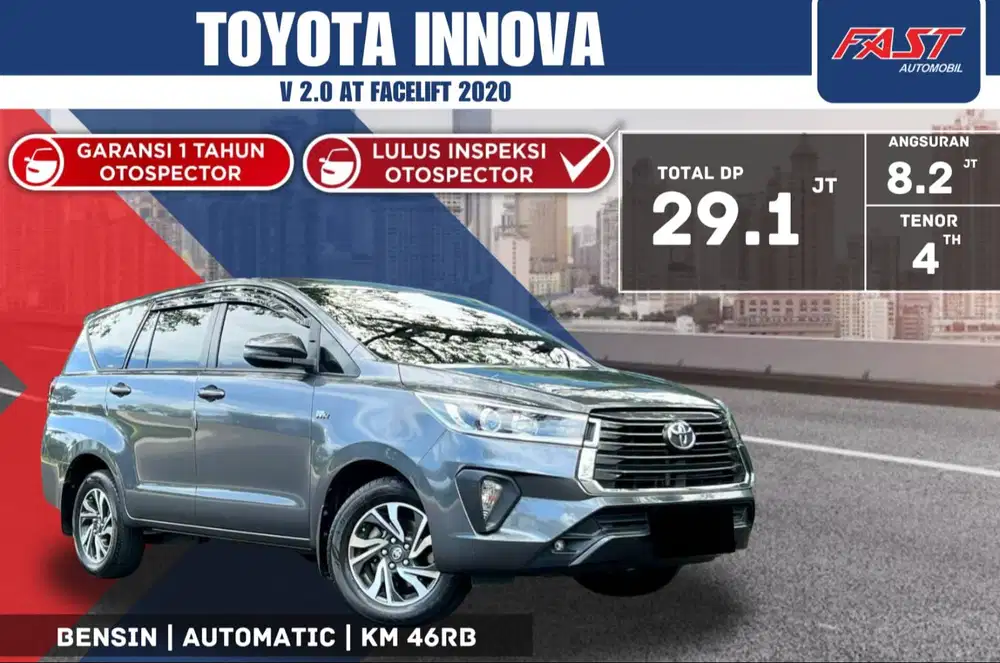 TOYOTA INNOVA V 2020 FACELIFT BENSIN 2.0 AT LOW KM.46RB  PAJAK PANJANG