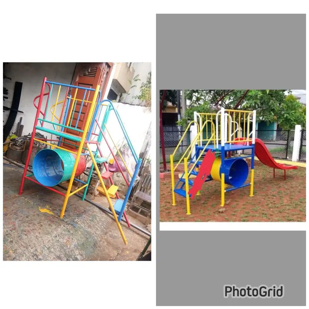 Perosotan, ayunan, jungkat jungkit, playground, mangkok putar, mainan