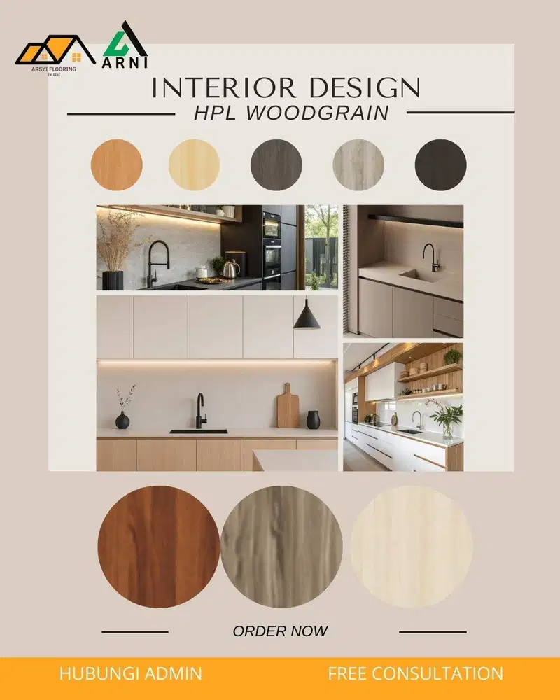 HPL Woodgrain Carta|Pelapis Kitchen Set TAHAN PANAS