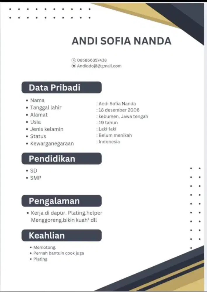 Nyari loker pengalaman helper di dapur kitchen