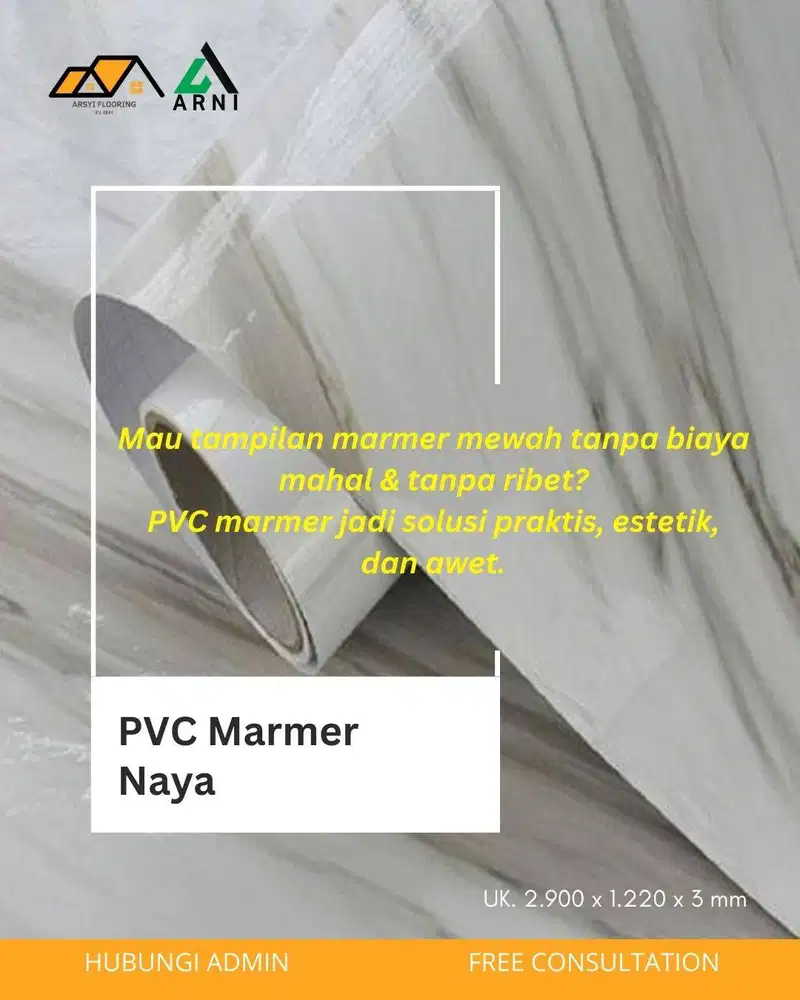 PVC Marmer Panjang 2,9m|Dekorasi Dinding Marbel