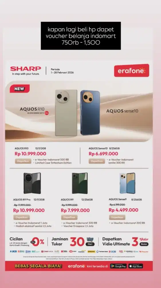 Sharp sense 10 Free Voucher Indomart 700K