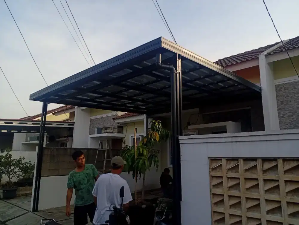 Pemasangan kanopi rumah kerangka baja ringan atap spandek pasir
