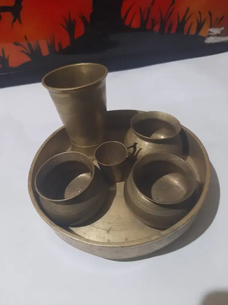 6 wadah pajangan antik kuningan