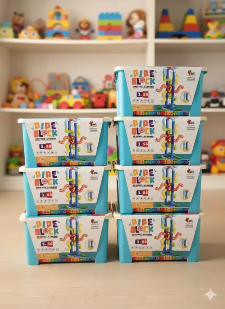 Mainan Brick Pipa Balok Susun Anak (56 pcs)